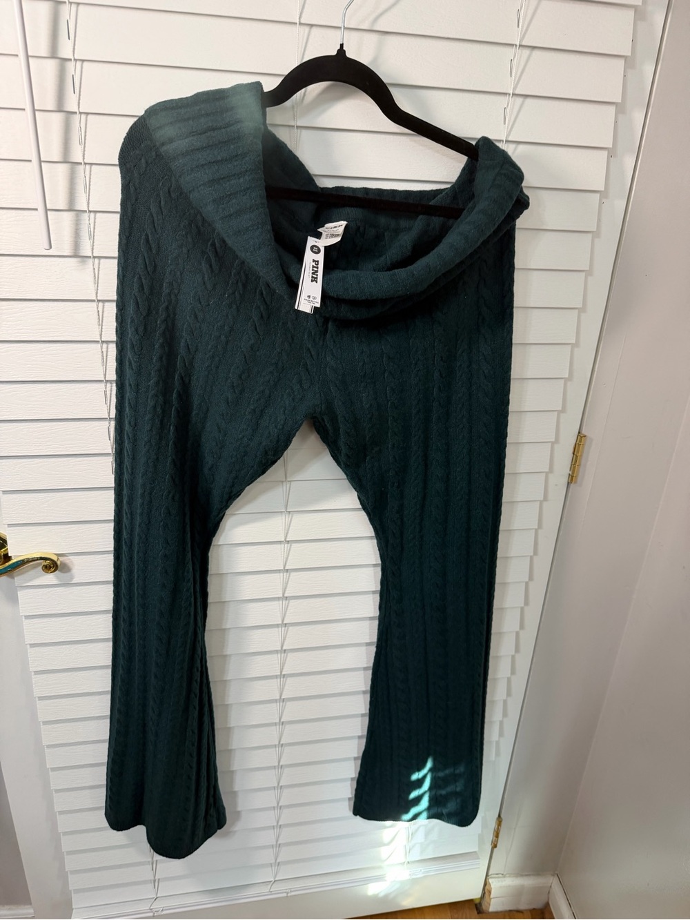 PINK Victoria's Secret Cable-Knit Forest Green Cowl Sweater